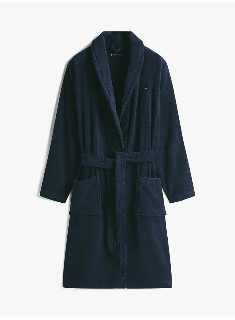 TOMMY HILFIGER Navy Blazer Cotton Towelling Bathrobe for Men | Best Price UAE